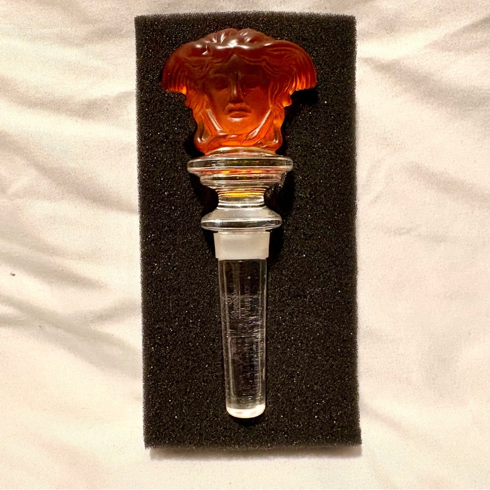Versace x Rosenthal Medusa Crystal Bottle Stopper Amber color NEW